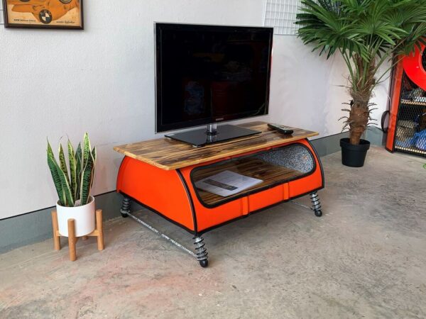 Lowboard Finn orange mit TV Tonnen Tumult