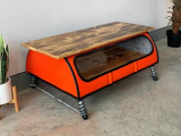 Orangefarbenes Ölfass-Möbel Lowboard Finn von Tonnen Tumult im Schlafzimmer