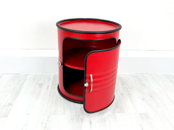 Vielseitiges Upcycling Moebel: "Butch" Nachttisch oder Barschrank in leuchtendem Rot