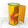 Seitenansicht "Vinc" Ölfass Barschrank in Flammenoptik – Upcycling Möbel