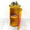 "Vinc" Barschrank in Flammen Optik mit Schließbarer Tür und 2 großen Fächern – Upcycling Ölfassmöbel