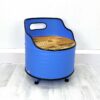 Upcycling Retro Ölfass Sessel "Lou" in Blau – Nachhaltiger Sitzkomfort mit Holz Sitzfläche