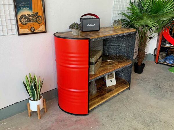 Rotes Ölfass-Möbel Sideboard Ben von Tonnen Tumult